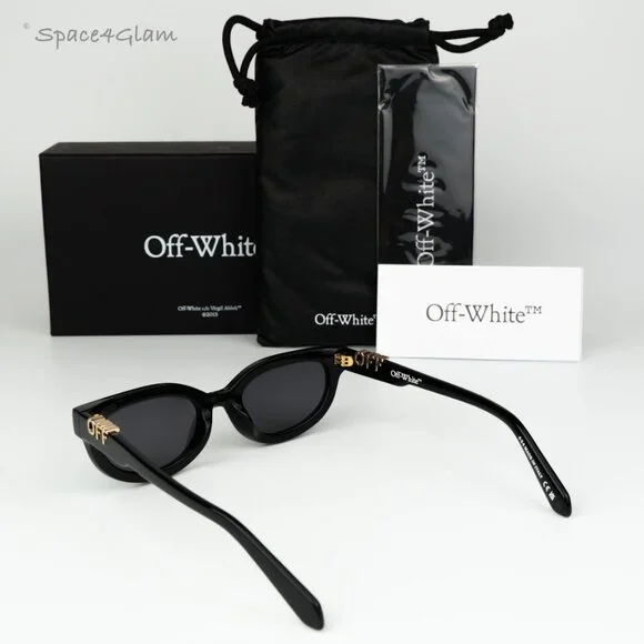 Off-White Men Sunglasses Black Grey Cat Eye OERI13D SPARKS 1007 NEW AUTHENTIC